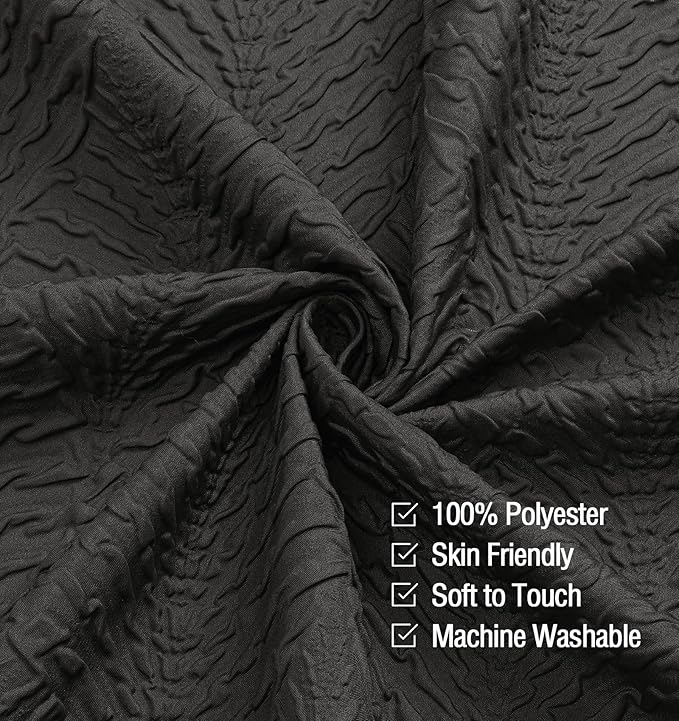 Gibelle Ombre Black Shower Curtain for Bathroom, 3D Embossed Textured Fabric Shower Curtain, Modern Farmhouse Chic Soft Cloth Shower Curtain Set with Hooks, 72x72