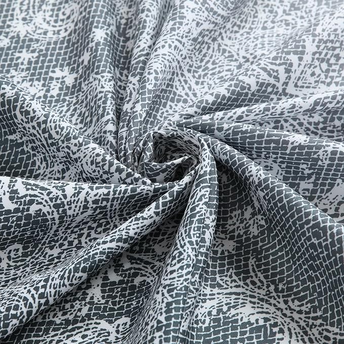 90 Inch Extra Long Shower Curtain - Chantilly Lace Design, Heavyweight Polyester, Dark Gray to White Ombre, 72" W x 90" H