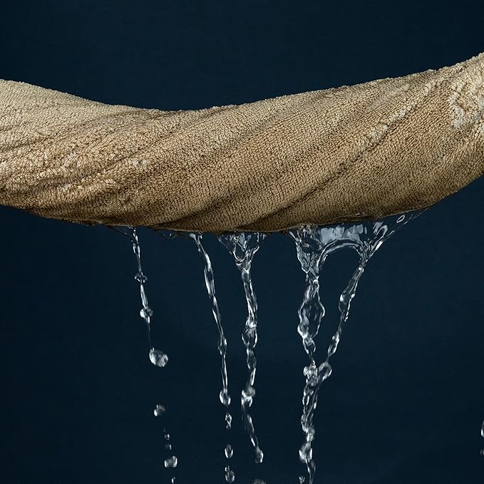 POLYTE Ring Spun Microfiber Oversize Quick Dry Lint Free Bath Towel, 60 x 30 in, Pack of 2 (Beige)