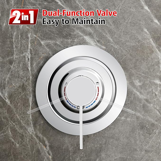 SUMERAIN Shower Faucet Set with 6-Spray Handheld Filtered Shower Head, Chrome Wall Mounted Rainfall Shower System