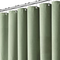 Inhousolu Fabric Shower Curtain Waffle Weave, Sage Green 230 GSM Heavy Duty, Weighted Hem, 8 Metal Hooks, Water Repellent, Machine Washable, Hotel Spa Luxury Bath Curtain Set, 36 x 72 Inch