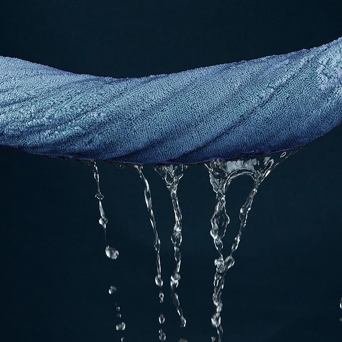 POLYTE Ring Spun Microfiber Oversize Quick Dry Lint Free Bath Towel, 60 x 30 in, Pack of 2 (Blue)