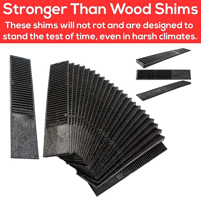 Pro-Grade Composite Shims for Heavy Duty Leveling. 24 pk 7.75 Inch, Never Rot, Easy Snap, Level Wedges. Water, Weather Resistant for Toilets, Doors, Windows, Sheds. Support Appliances and Furniture