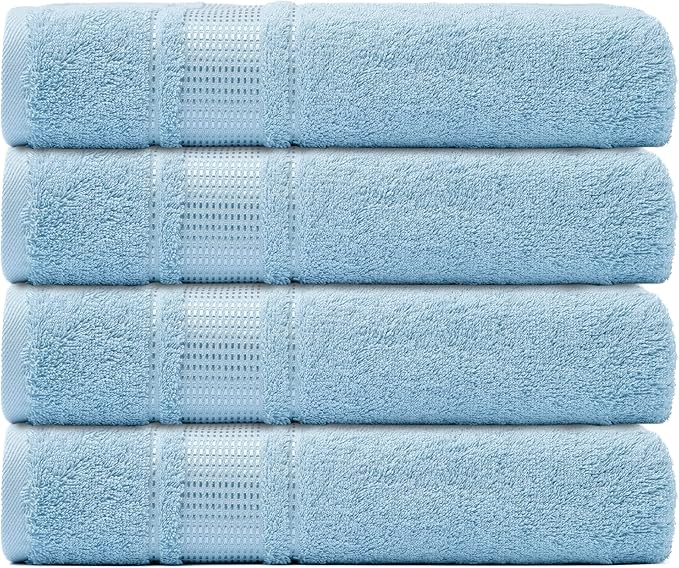 Melissa Linen, 100% Cotton Washcloths for Bathroom, 4-Piece 12x12 in Wash Cloth Set, Turkish Small Hand Towels, Soft Rags for Face and Body, (Blue Washcloths)