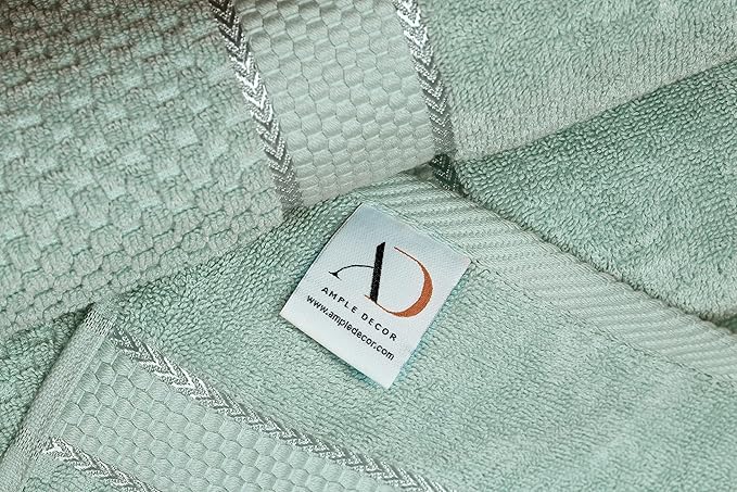 Ample Decor 100% Cotton Hand Towel for Kitchen Set of 2 Mint Green, Absorbent Premium Quality, Oeko TEX Certified, for Bathroom, Hotel, Spa, Gym, Kitchen - 18 X 28 Inch - Mulaayam Collection