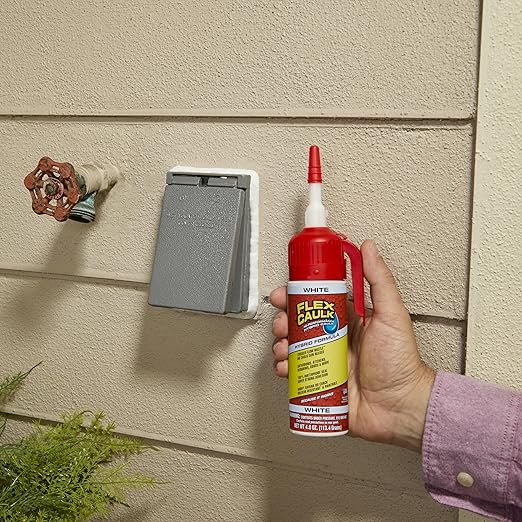 Flex Caulk, Waterproof & Weatherproof Hybrid Polymer Sealant, Strong, Paintable, Indoor, Outdoor, Bath, Shower, Sink, Window, Baseboards, Door, RV, Roof, Wood, Auto & Marine, White, 4 oz, 2-Pack