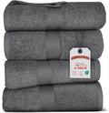 RIVERSIDE 100% Ring Spun Cotton Large Bath Towels Set of 4, 27 x 54 Inches – Quick Dry, Soft & Highly Absorbent Towels for Shower & Bathroom – Luxury 600 GSM Towels for Home, Spa, Gym, Hotel, Grey