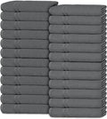 White Classic Wealuxe Dark Gray Washcloths 24 Pack - 600 GSM 100% Ring-Spun Cotton Wash Cloths for Showering, Highly Absorbent and Soft | 12x12 Inches