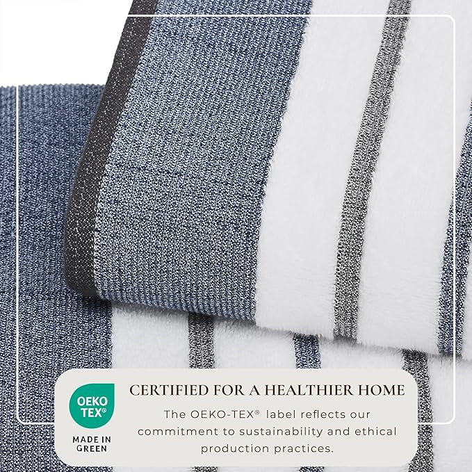 Great Bay Home Decorative Bath Towel Set - Luxury Cotton 6 Piece Towel Set - 2 Bath Towels, 2 Hand Towels, 2 Washcloths - Luxurious, Ultra-Soft, Durable Towels for Bathroom Decor (Blue/December Sky)