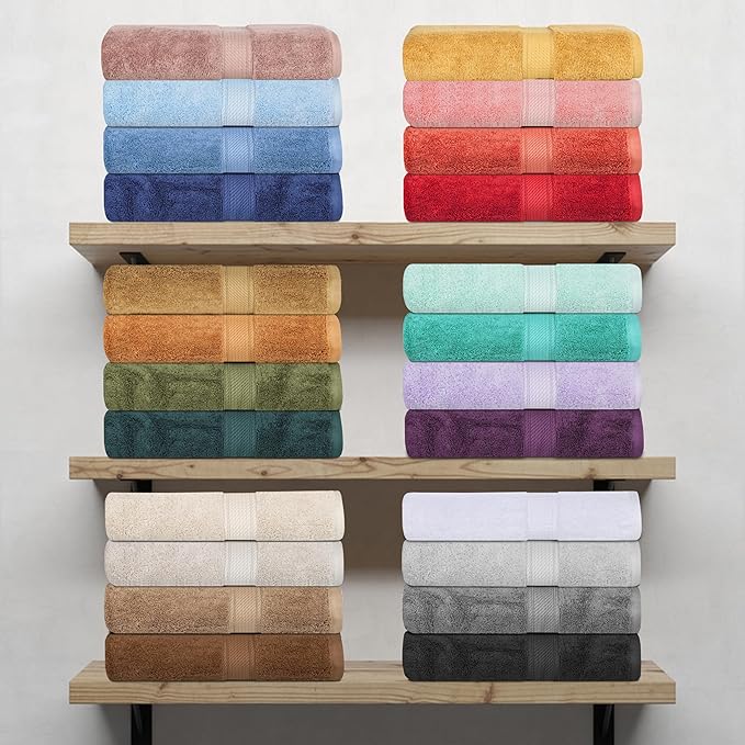 Superior Egyptian Cotton Pile 6 Piece Towel Set, Includes 2 Bath, 2 Hand, 2 Face Towels/Washcloths, Ultra Soft Luxury Towels, Thick Plush Essentials, Guest Bath, Spa, Hotel Bathroom, Tea Rose