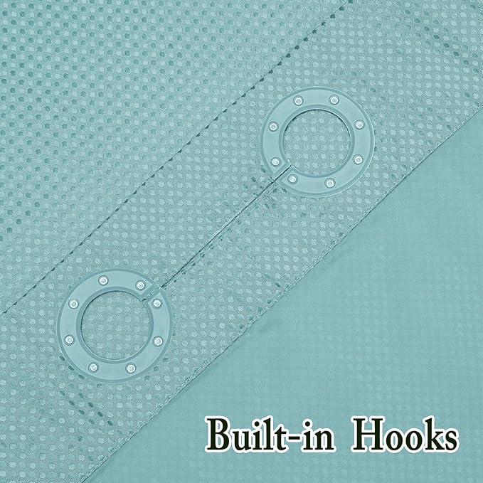 Gibelle Extra Long Shower Curtain 72x86, Waffle Weave Bathroom Shower Curtain with Snap-in Fabric Liner Set, No Hooks Needed, Hotel Style with Mesh Top Window, Teal