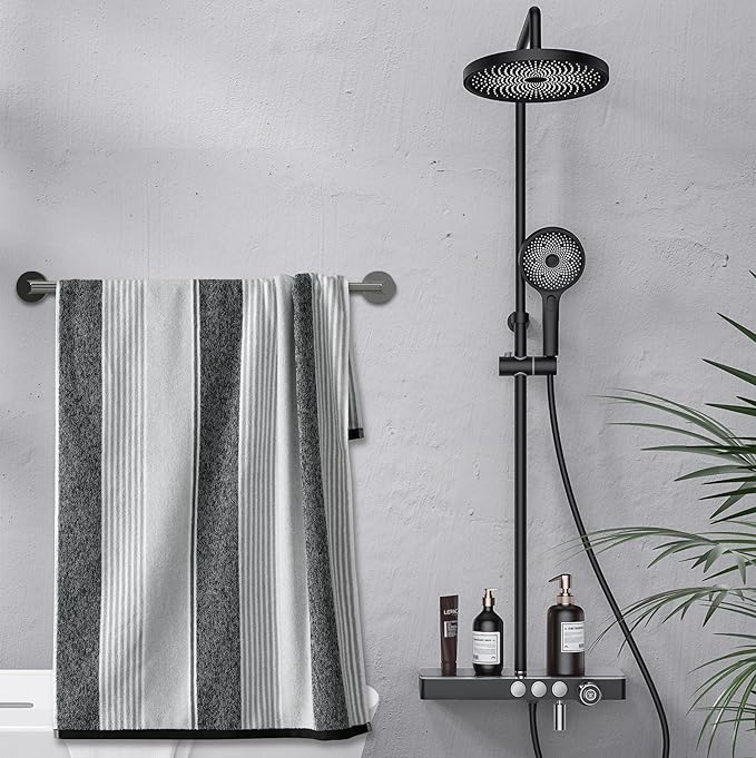 Towel Bar - Adjustable 304 Stainless Steel Towel Holder for Bathroom (11.8inch-22.6inch) Sturdy and Rustproof Wall Mounted Towel Rack for Bathroom Accessories, Polished Silver…