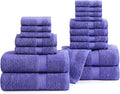LANE LINEN Cotton Bath Towel Set - 18 PCs - 4 Shower Towels, 8 Washcloths, 6 Turkish Hand Towels for Bathroom - Sustainably Produced, Ultra Soft & Absorbent - Blue Irish