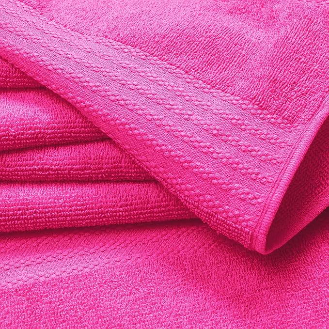 GLAMBURG Premium Cotton Oversized 2 Pack Bath Sheet 35x70-100% Pure Cotton - Ideal for Everyday use - Ultra Soft & Highly Absorbent - Machine Washable – Hot Pink