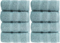 HALLEY Turkish 8 Pack Premium Washcloths (8 Pieces) 650 GSM Highly Absorbent Super Soft 100% Cotton - 8 Washcloths (Turquoise)