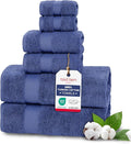 TEXTILOM 6 Pcs Bath Towel Set – Hotel and Spa Quality & Soft & Absorbent & Quick Dry Bath Towels for Bathroom –100% Turkish Cotton Bathroom Towels Set (2 Bath Towels,2 Hand Towels,2 Washcloths)-Navy