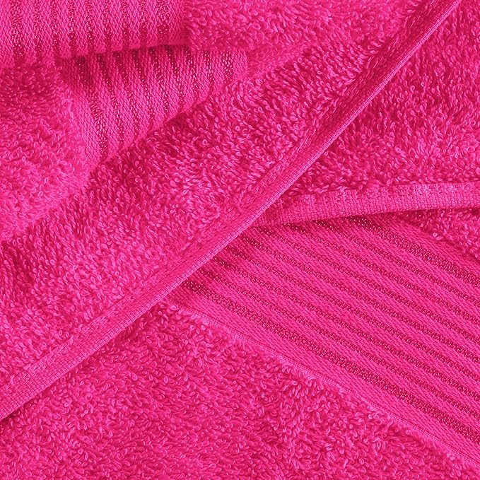 Belizzi Home Cotton 2 Pack Oversized Bath Sheet 35x70, Large Bath Sheet, Ultra Soft, Absorbent, Compact, Eco-Friendly, Recyclable, Quick Drying and Lightweight Towel - HOT Pink