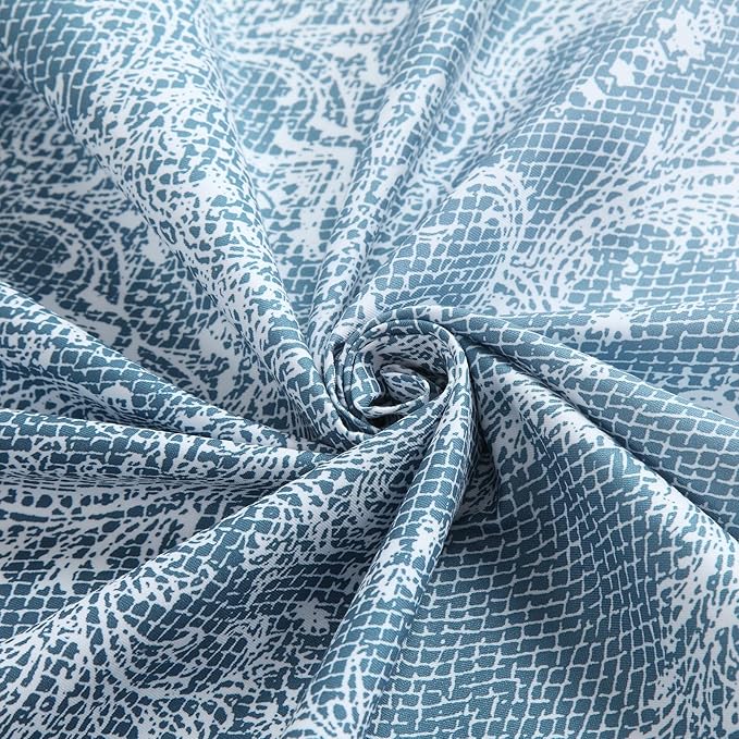 Chantilly Lace Shower Curtain - Heavyweight Polyester, Storm Blue to White Ombre Design, 72" W x 72" H