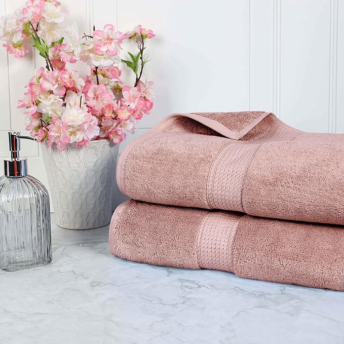BLUENILEMILLS Madison Egyptian Cotton Bath Sheets, for Bathroom, Shower, Hotel, Plush, 800 GSM, Highly Absorbent and Ultra-Soft Towels, Essentials, Oversized Towels, Set of 2, Muted Mauve