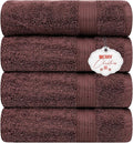 Ample Decor 100% Cotton Bath Towel for Bathroom 30 X 54 Inch 600 GSM Soft Absorbent - 4pcs Brown
