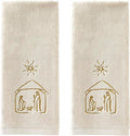 SKL Home Religious/Christmas/Winter Nativity Hand Towel 2pc Set for Bath/Kitchen & Gift, Natural