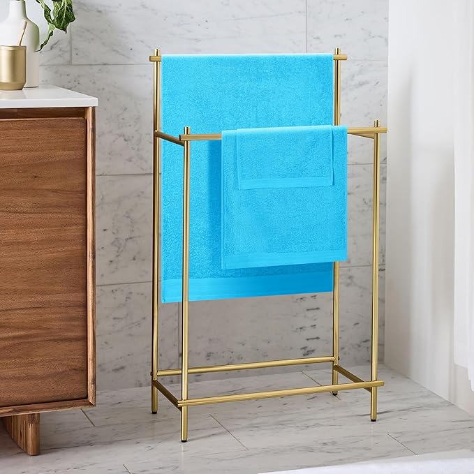Ultra Soft 3 Pack Cotton Towel Set, Contains a Bath Towels 28x55 inch, a Hand Towels 16x24 inch & a Wash Coths 12x12 inch, Ideal Everyday use, Compact & Lightweight - Turquoise Blue
