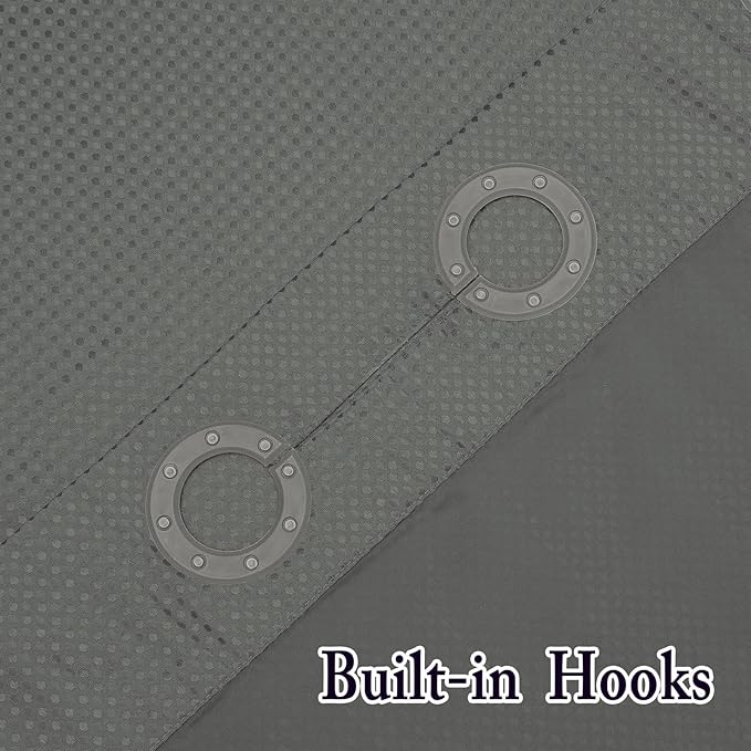 Gibelle No Hook Waffle Weave Shower Curtain with Snap-in Fabric Liner Set for Bathroom, Hotel Style with Mesh Top Window, Waterproof & Washable, Grey, 72x74