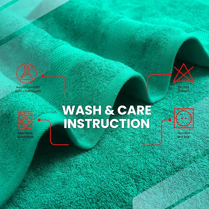 Infinitee Xclusives Luxury 100% Ring-Spun Cotton Bath Towels Set of 4 (27x54 inches) – Soft, Absorbent & Quick-Drying Towels for Bathroom, Gym, Spa & Hotel Use (Vivid Green, Bath Towels)