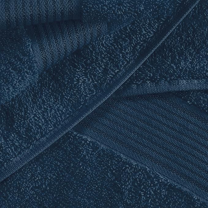 Belizzi Home 100% Cotton Towel Set, Contains 6 Soft Bath Towel, 6 Hand Towel, 12 Wash Cloth - Compact Absorbent Lightweight & Quickdry Towels for Bathroom - 24 Piece Bathroom Towel Set - Mineral Blue