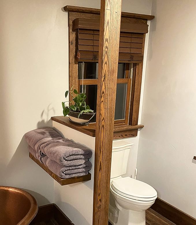joelsantiques 30 Inch Floating Shelves for Wall - 30x10x2 in - Made of Natural Wood - Easy Install - Heavy Duty Rustic Book Shelves - Perfect for Bathroom, Kitchen, Living Room, Bar - Medium Brown