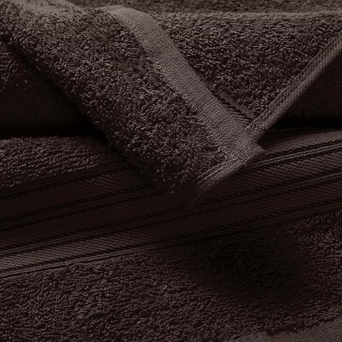 BOUTIQUO Ultra Soft Cotton Washcloths, Contains 12 Piece Face Cloths 12x12 inch, Ideal for Everyday use Face Towels, Compact & Lightweight Multi Purpose Washcloths - Chocolate Brown
