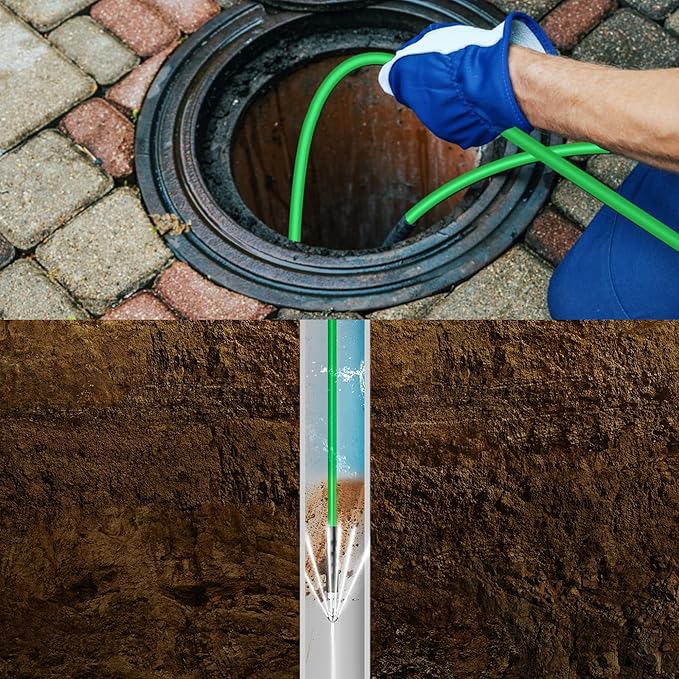 Sewer Jetter Kit for Pressure Washer 50FT – 5800PSI High-Pressure Drain Cleaner, M22 & 1/4'' NPT Universal Fit, Unclog Gutters & Sewer Lines, Durable Jetter Hose for Homeowners & DIYers