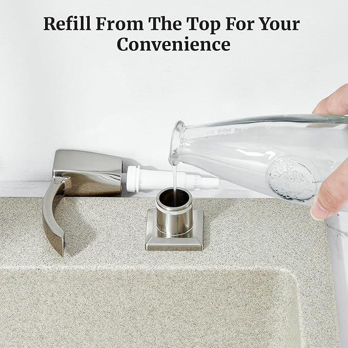 Ultimate Unicorn Kitchen Sink Soap Dispenser, Built in Soap Dispenser for Kitchen Sink, Under Sink Soap Dispenser Brushed Nickel, ABS Plastic, with 13 Ounce Soap Bottle, U-SD001BN