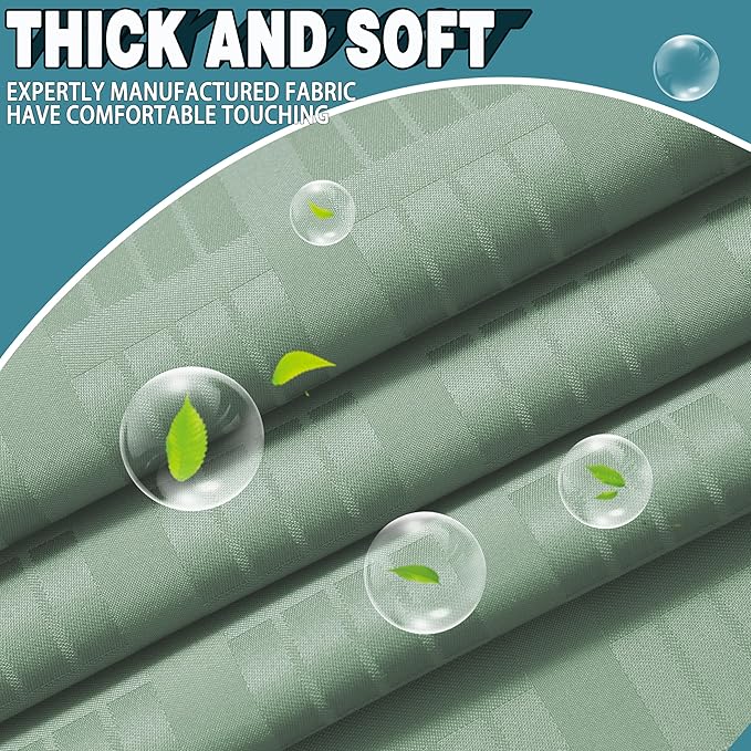 Conbo Mio Extra Long No Hook Sage Green Shower Curtain with Snap in Liner Set, Hotel Luxury Shower Curtains for Bathroom with See Through Top Window, Waterproof, Washable 71W x 84H