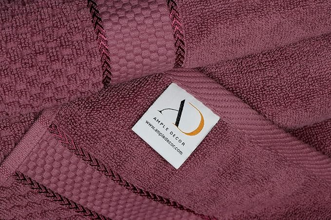 Ample Decor Washcloth Set of 20 Grape Purple 100% Cotton - Qucik Dry Popcorn Textured - Mulaayam Collection - 12 X 12 Inch