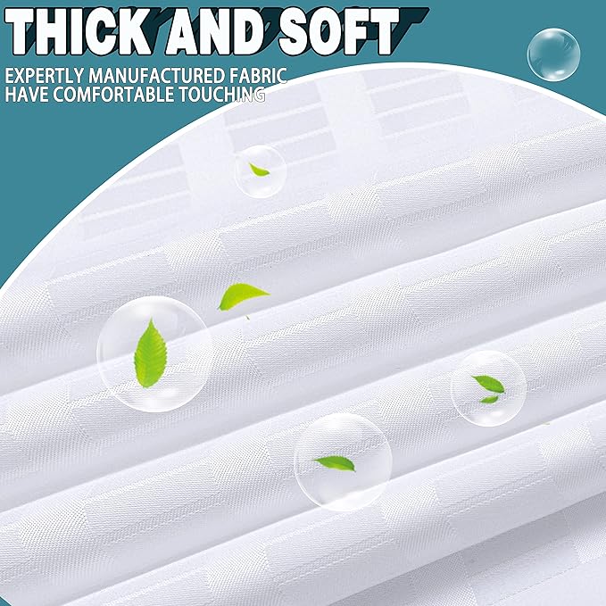 Conbo Mio Extra Long No Hook Shower Curtain with Snap in Liner Set, Hotel Luxury White Shower Curtains for Bathroom with See Through Top Window, Waterproof, Washable 71W x 84H