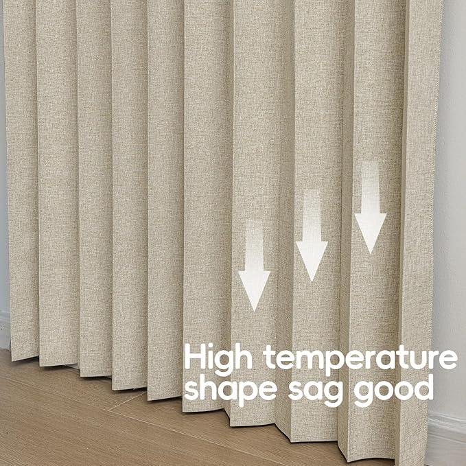 Accordian Door Curtain, 100% Blackout Folding Magnetic Doorway Curtains,Linen Style Closet Doors,for Room Divider,Privacy Protection（W52 x L78,Beige,1 Panel）