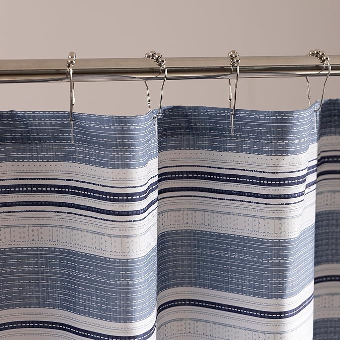 SLEEP ZONE Grey Striped Shower Curtain Waterproof Curtains for Bathroom Decor Bathtub Geometric Shower Curtain 72" × 72"