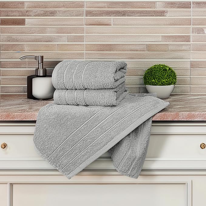 Tens Towels Pack of 6 Hand Towels, 100% Cotton, Lighter Weight, Quick to Dry, 16 x 28 Inches, Super Soft & Absorbent, Perfect for Bathroom & Kitchen, Cool Grey