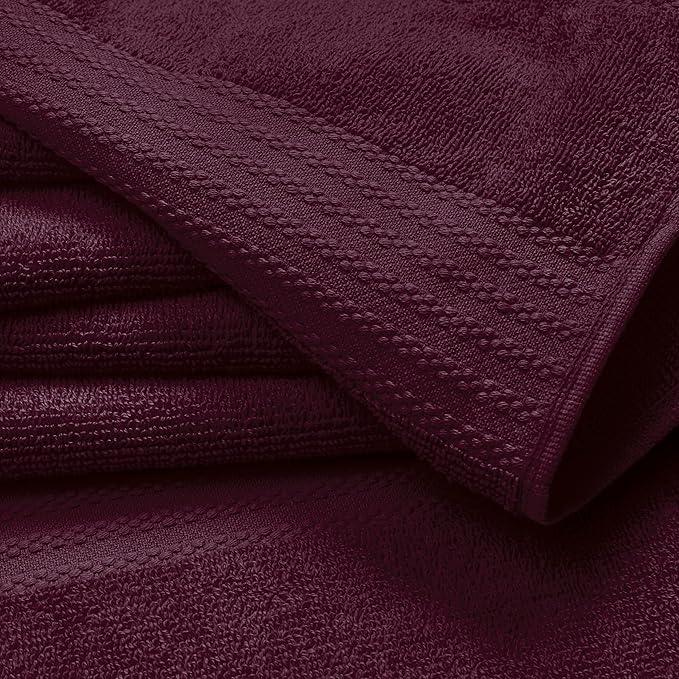 GLAMBURG Ultra Soft 12-Piece Washcloths Set 13x13-100% Ringspun Cotton - Durable & Highly Absorbent Face Towels - Ideal for use in Bathroom, Kitchen, Gym, Spa & General Cleaning - Burgundy
