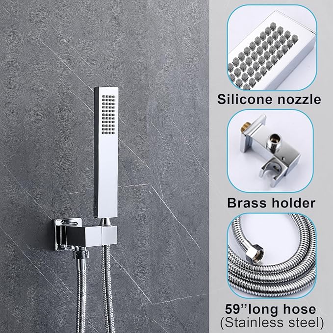 Shower System 12 Inches Rainfall Shower System Shower Head System for Bathroom 3 function shower system set Shower Faucet Rough-in Valve
