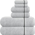 MyOwn Ultra Soft 6 Pack Cotton Towel Set, Contains 2 Bath Towels 28x55 inch, 2 Hand Towels 16x24 inch & 2 Wash Coths 12x12 inch, Ideal Everyday use, Compact & Lightweight - Light Grey