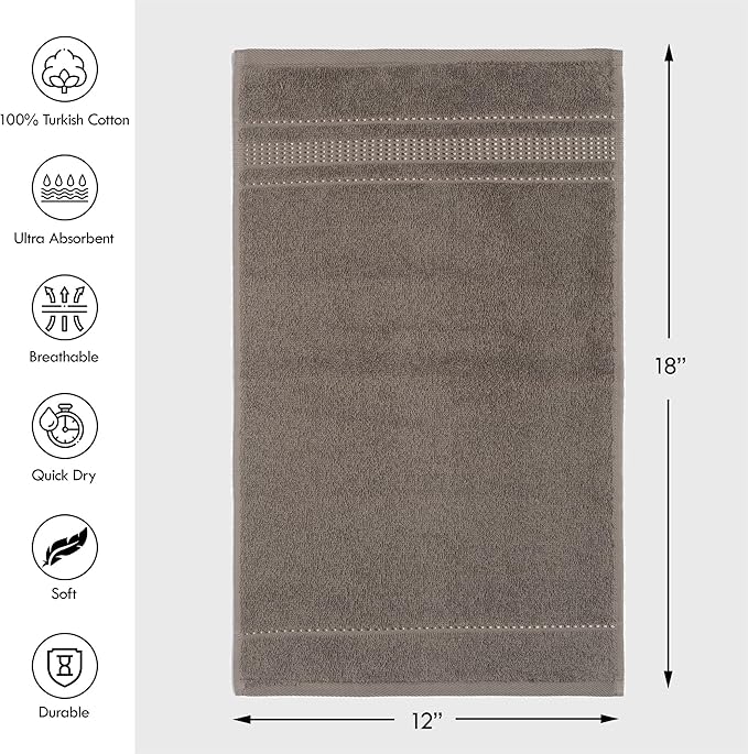 Melissa Linen - Fingertip Towels 4 Pack, 100% Turkish Cotton, Small Hand Towels for Body and Face, 12 x 18 in, Soft and Absorbent, Quick Dry, (Brown Fingertip Towels)