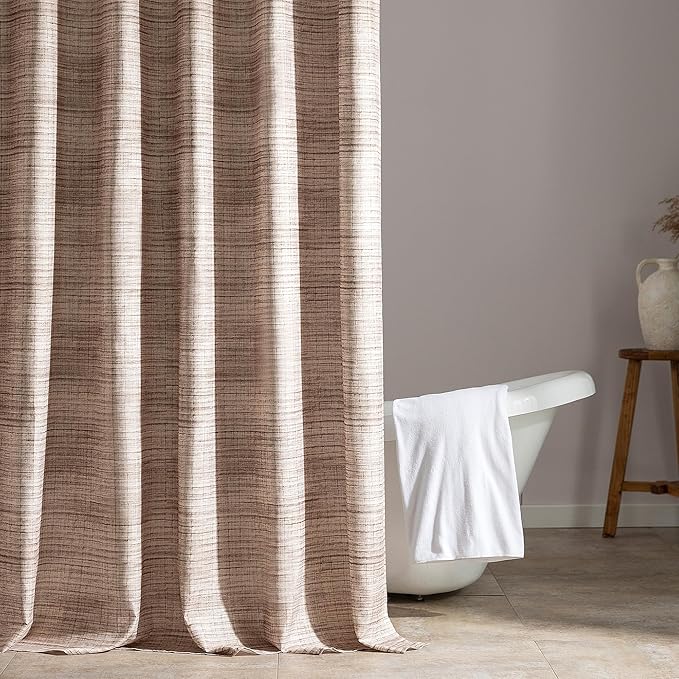 SLEEP ZONE Oatmeal Heather Shower Curtain Waterproof Curtains for Bathroom Decor Bathtub Geometric Shower Curtain 72" × 72"