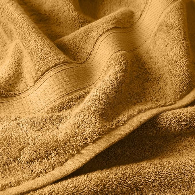 Superior Egyptian Cotton Pile 6-Piece Towel Set, Includes 2 Bath, 2 Hand, 2 Face Towel/Washcloth, Heavyweight, Ultra Soft Luxury Towels, Thick Plush Essentials, Guest Bath, Spa, Hotel Bathroom, Gold