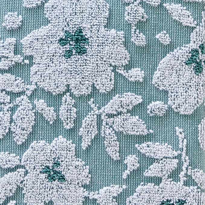 SKL Home Floral Jacquard Hand Towel Set, Moss Green, 2 Count (Pack of 6)