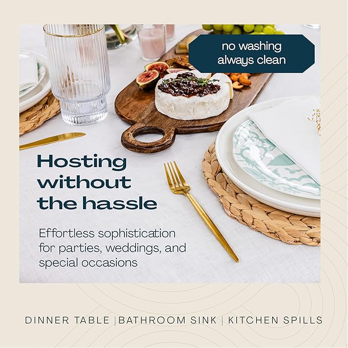 Disposable Linen-Feel Guest Towels [Pack of 300] - Disposable 8" x 17" Cloth-Like Hand Towels, Made In USA - Soft And Absorbent Paper Napkin For Kitchen, Bathroom, Party, Wedding, Or Event