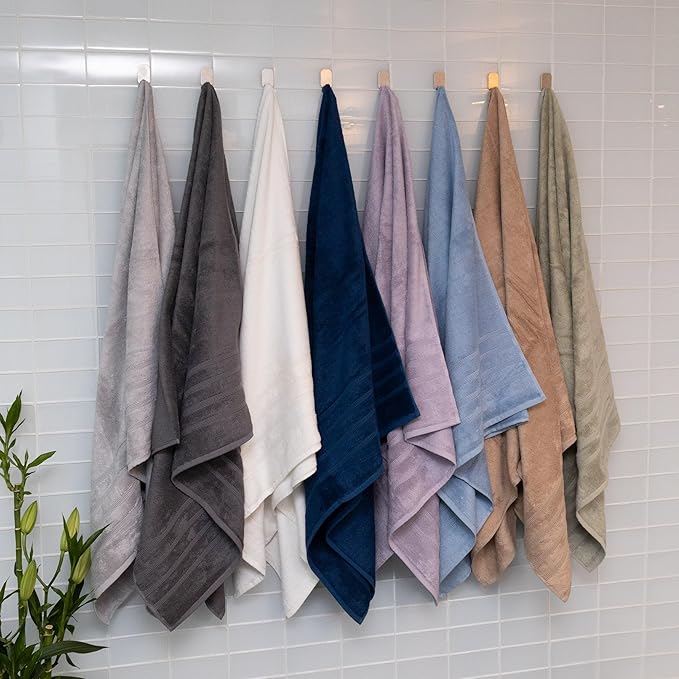 Mosobam Luxury Turkish Towels Bath Sheets 35X70 Allure Blue 700 GSM Bamboo Viscose & Aegean Turkish Combed Cotton