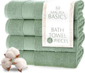 MAURA Basics Performance Bath Towels 100% Turkish Cotton with Hook Loops. Extra Large Luxury Absorbent Plush Towel Sets for Bathroom, Daily Use American Standard Size 27”x54”, Sage Green
