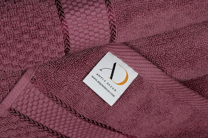 Ample Decor Bath Towels for Bathroom Set of 4 100% Cotton Popcorn Textured - Quick Dry, Highly Absorbent, Oeko-TEX Certified, Machine Washable - Mulaayam Collection - Grape Purple - 30 X 54 Inch